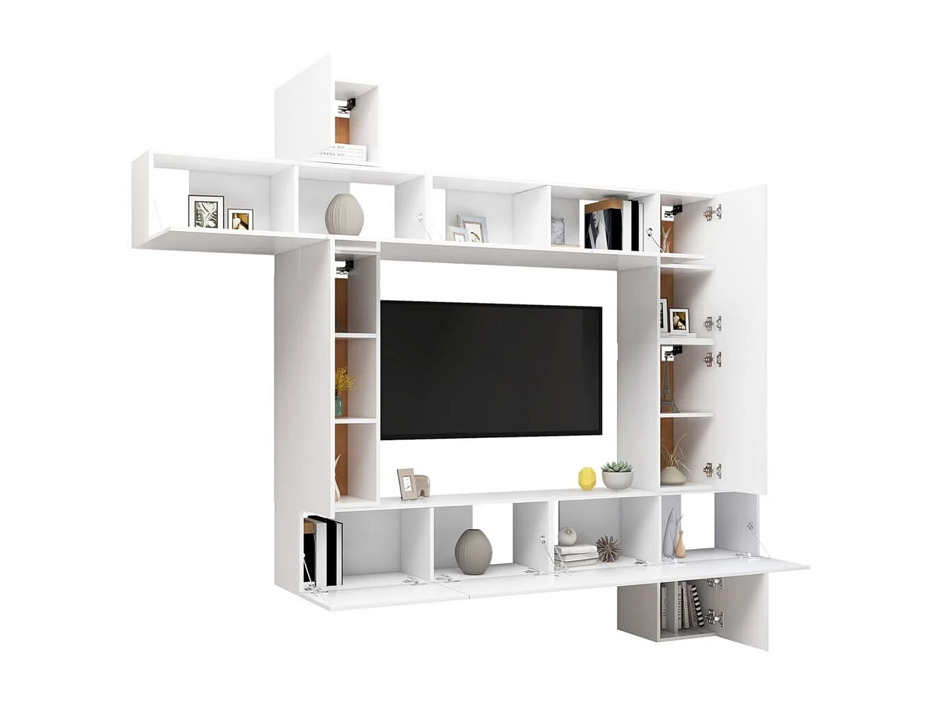 Bradbury  Set de mueble para TV de 9 piezas madera de ingeniería blanco