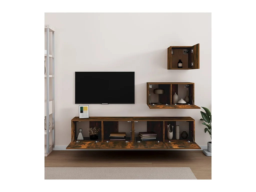 Jean-Louis  Ensemble de meubles TV 4 pcs Chêne fumé Bois d'ingénierie
