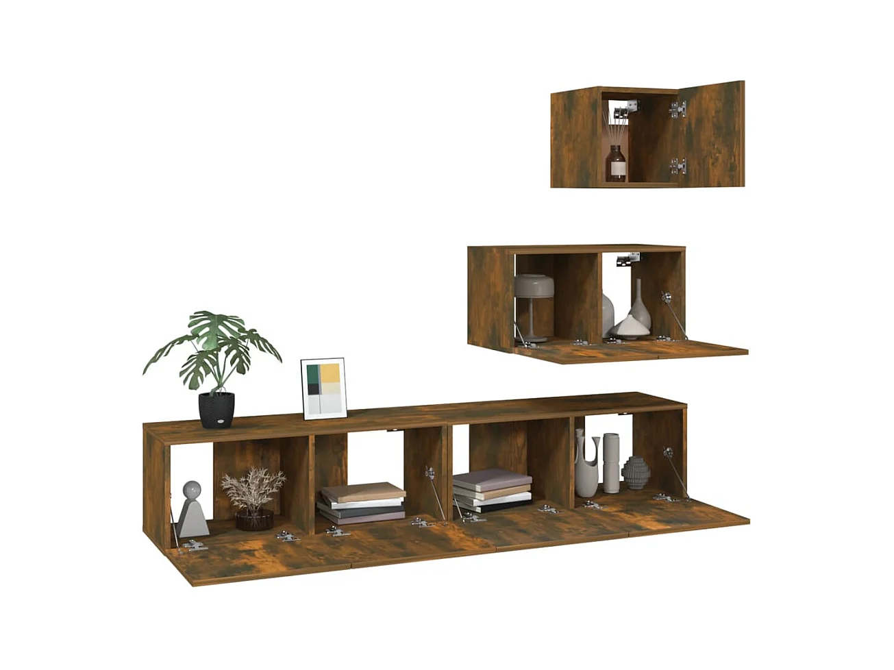 Jean-Louis  Ensemble de meubles TV 4 pcs Chêne fumé Bois d'ingénierie