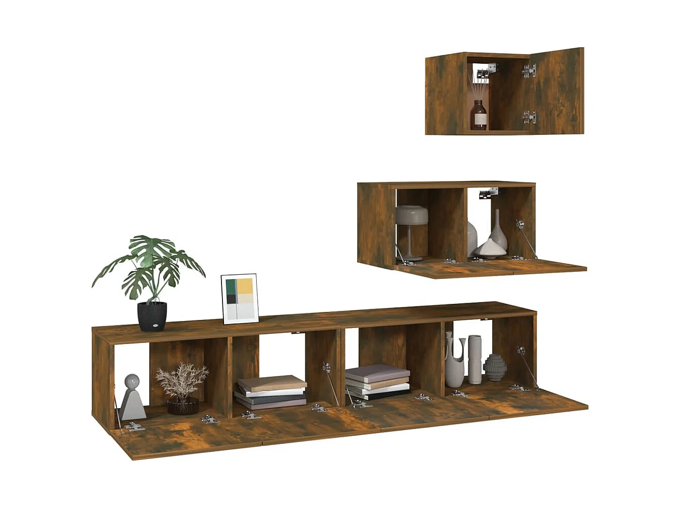 Jean-Louis  Set de muebles de TV 4 pzas madera contrachapada roble ahumado