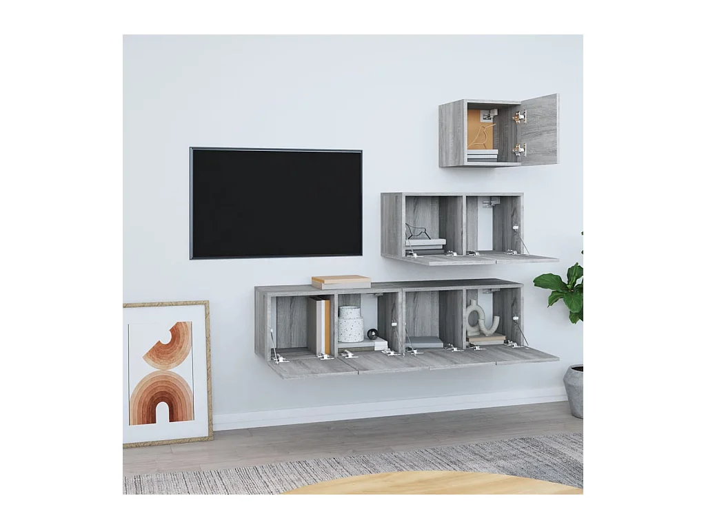 Jean-Louis  Ensemble de meubles TV 4 pcs Sonoma gris Bois d'ingénierie