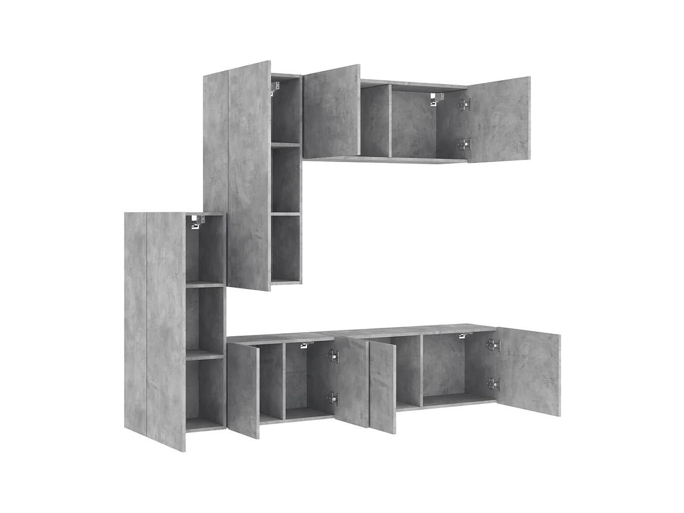 Tjalva  Unités murales TV 5 pcs gris béton bois d'ingénierie