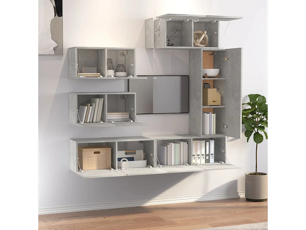 Garden Furniture -  6-delige Tv-meubelset bewerkt hout betongrijs