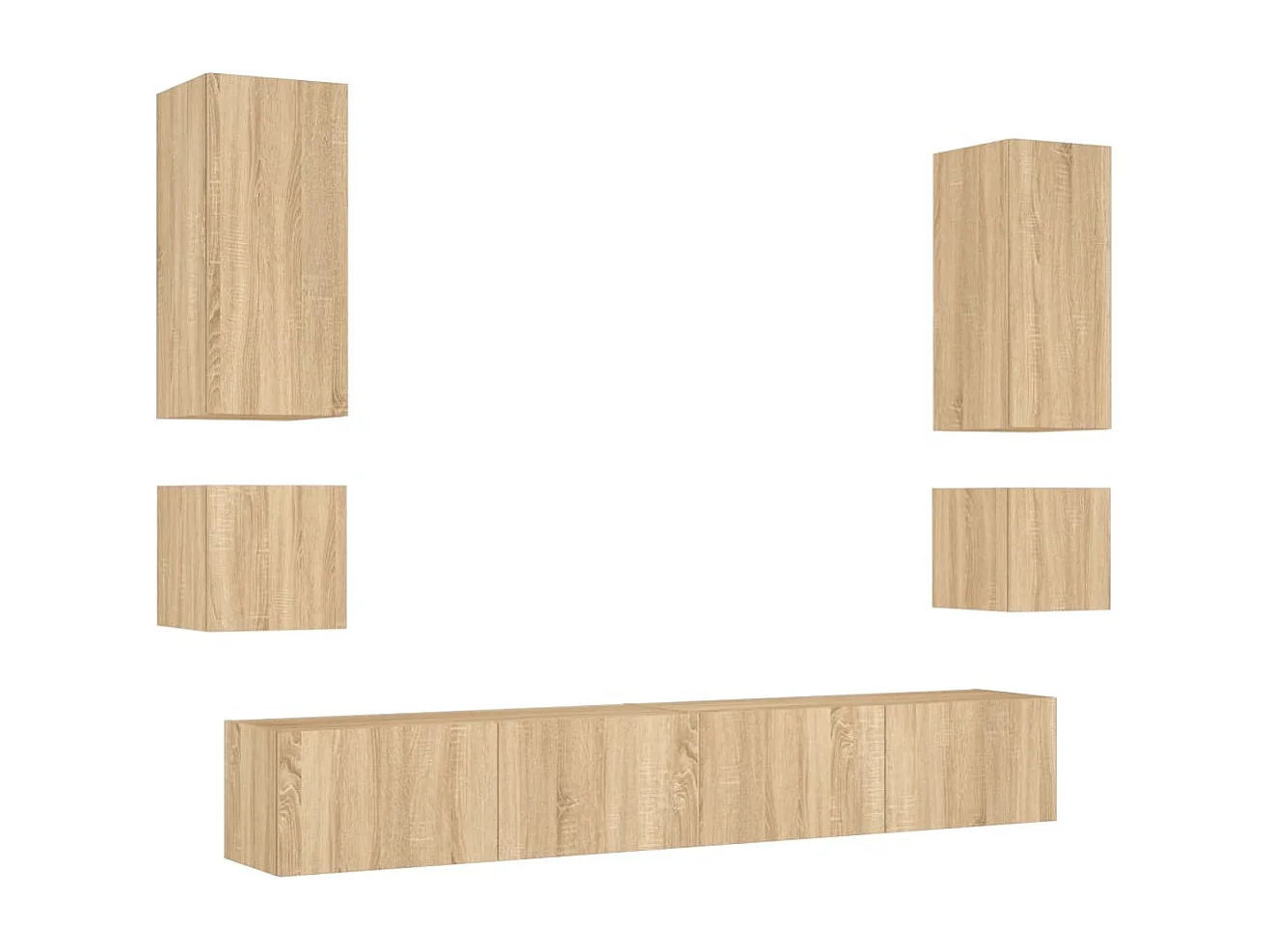 Chaja  Meuble TV muraux 6 pcs avec lumières LED chêne sonoma