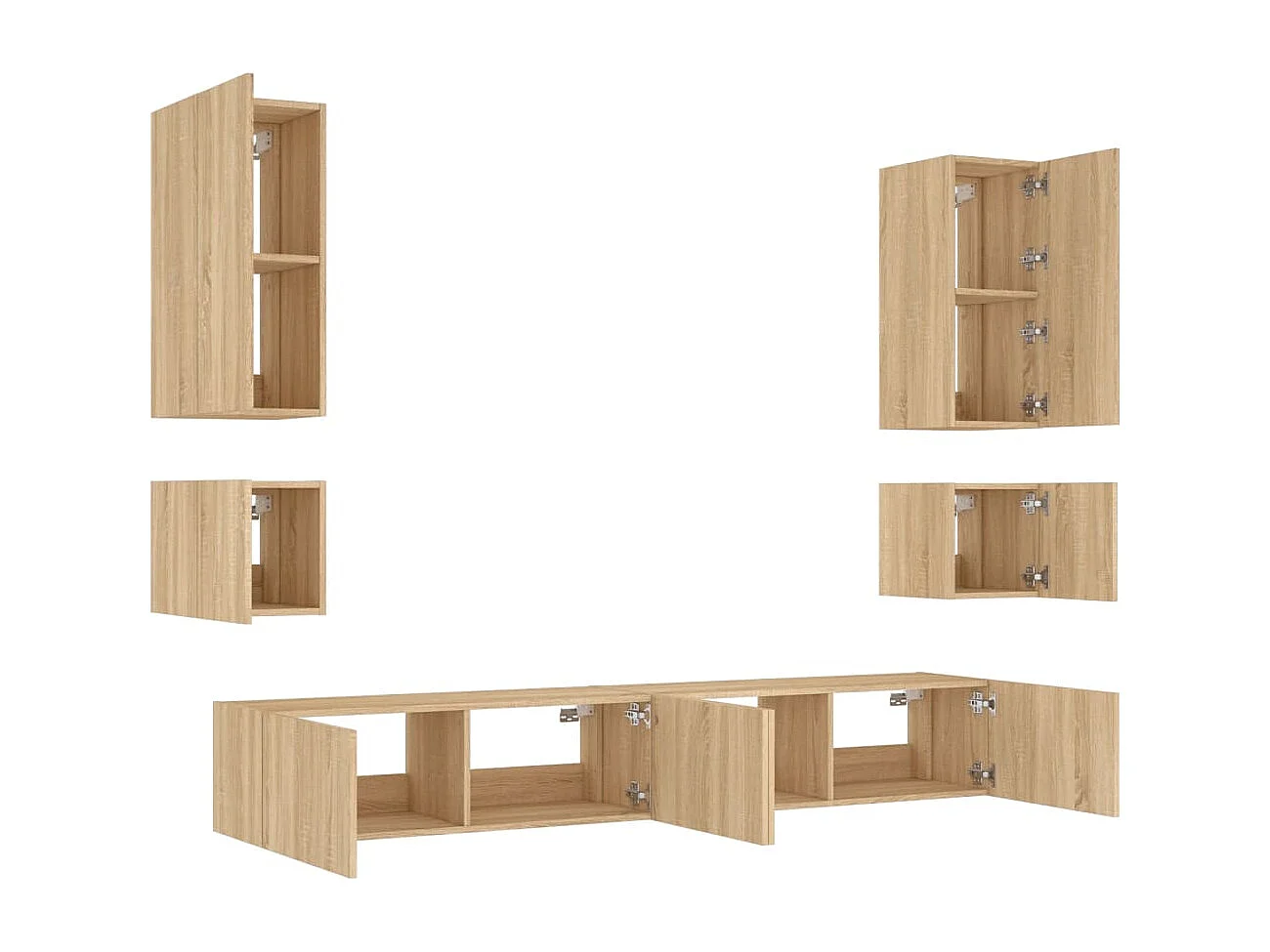 Chaja  Meuble TV muraux 6 pcs avec lumières LED chêne sonoma