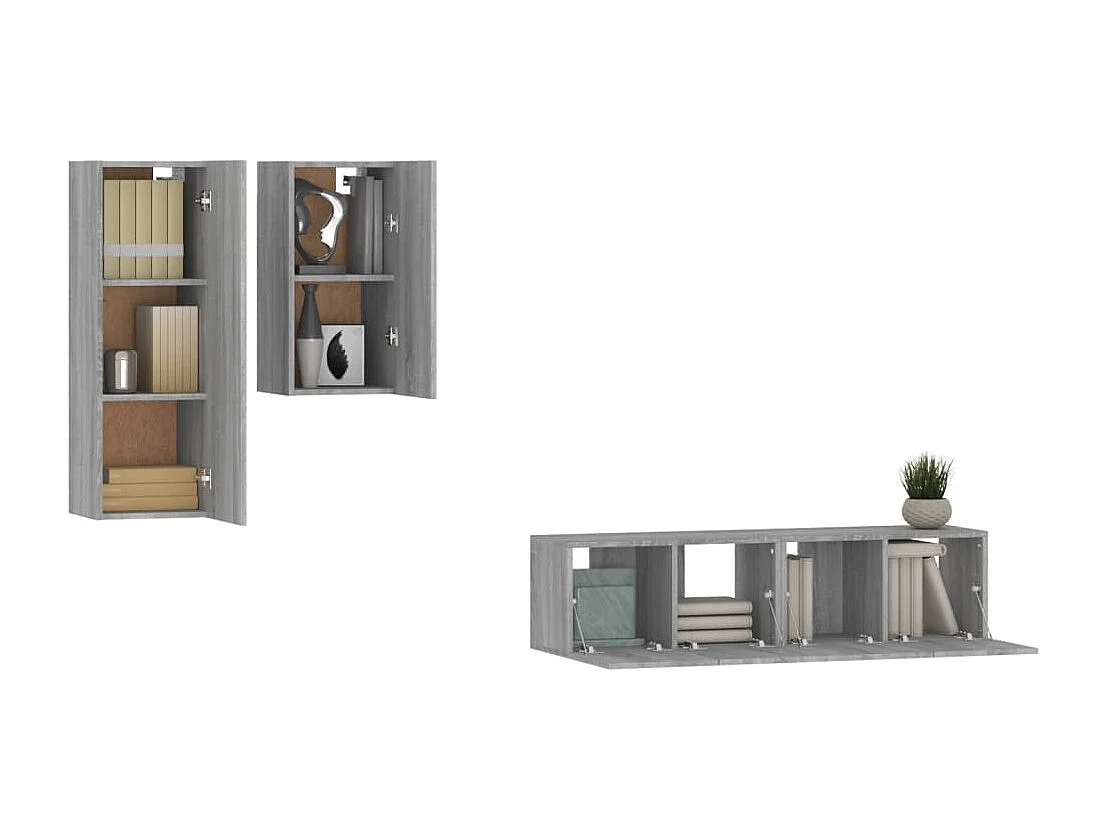 Maria  Set de muebles para TV 4 pzas madera contrachapada gris Sonoma