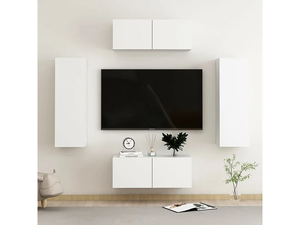 Maisons-Alfort  Muebles de salón 4 piezas madera de ingeniería blanco