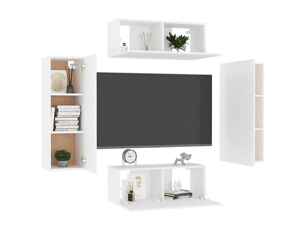 Maisons-Alfort  Ensemble de meubles TV 4 pcs Blanc Bois d'ingénierie