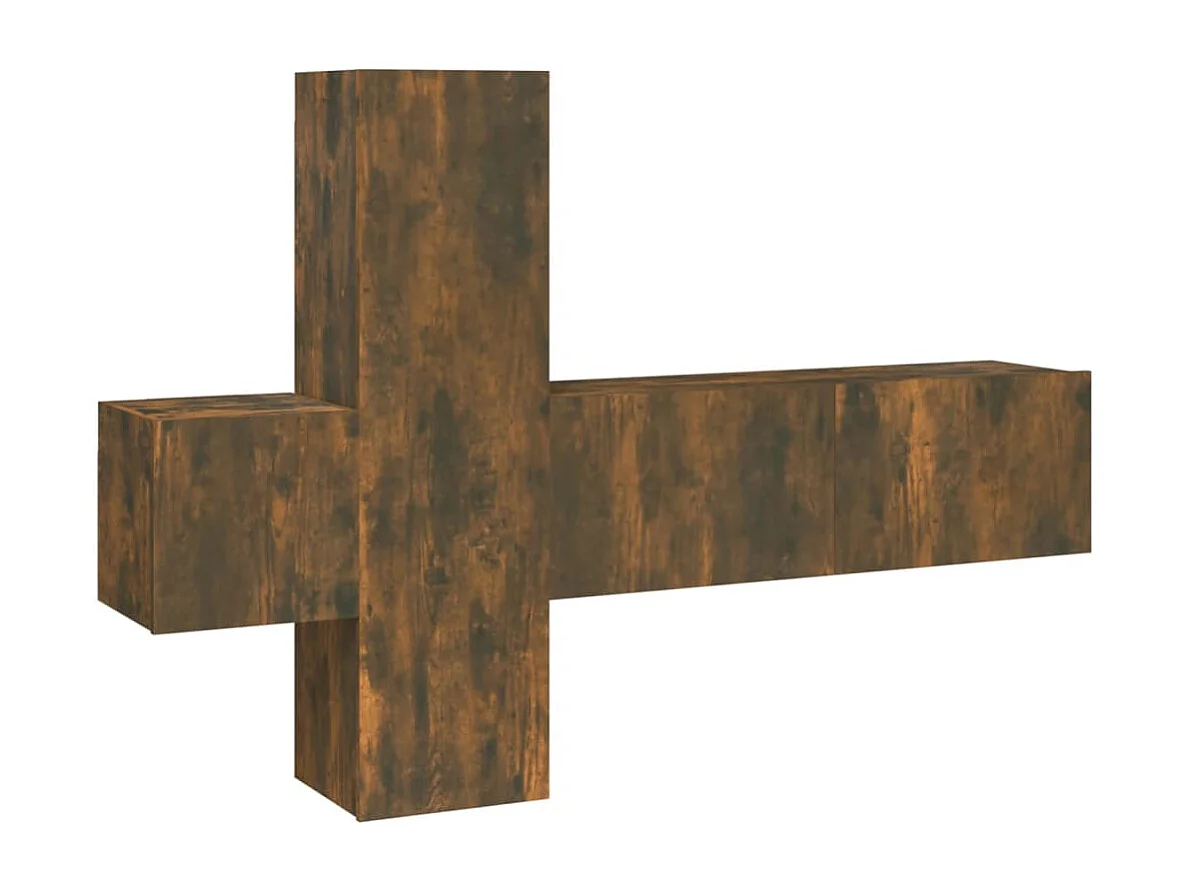Pontarlier  Set de muebles de TV 3 pzas madera contrachapada roble ahumado