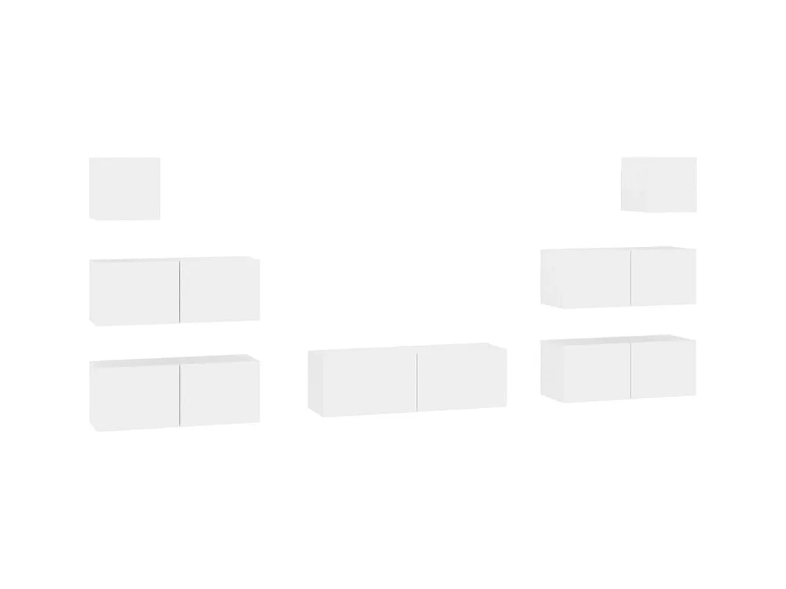 Aadil  Ensemble de meubles TV 7 pcs Blanc Bois d'ingénierie