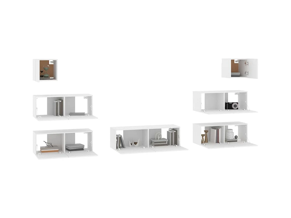 Aadil  Ensemble de meubles TV 7 pcs Blanc Bois d'ingénierie