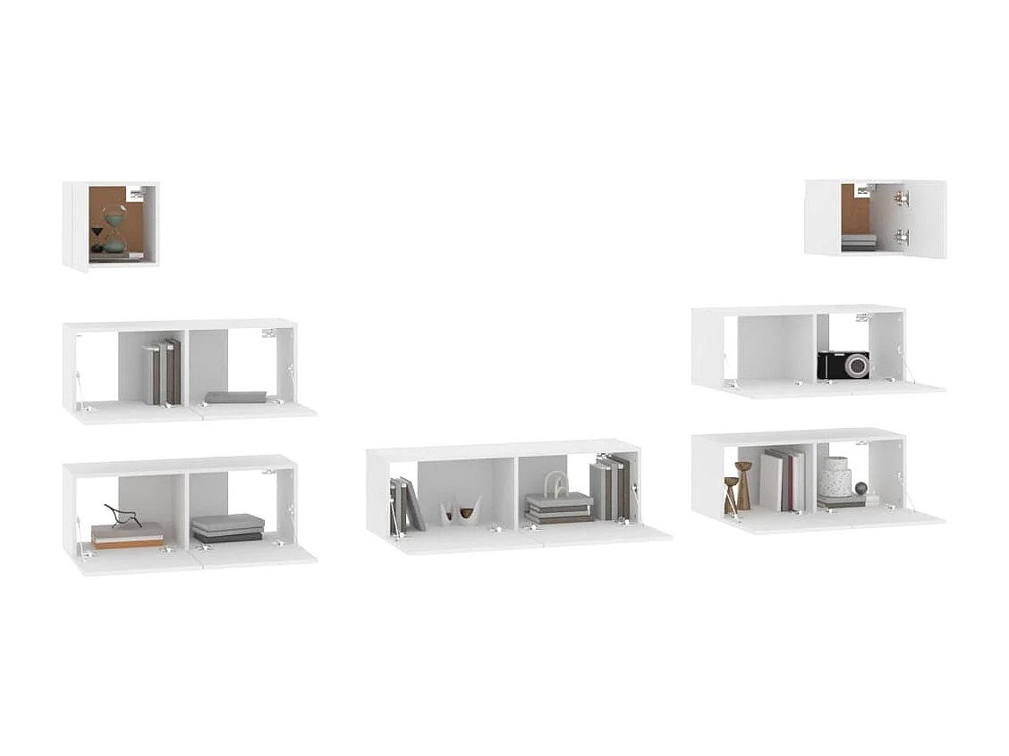 Aadil  Ensemble de meubles TV 7 pcs Blanc Bois d'ingénierie