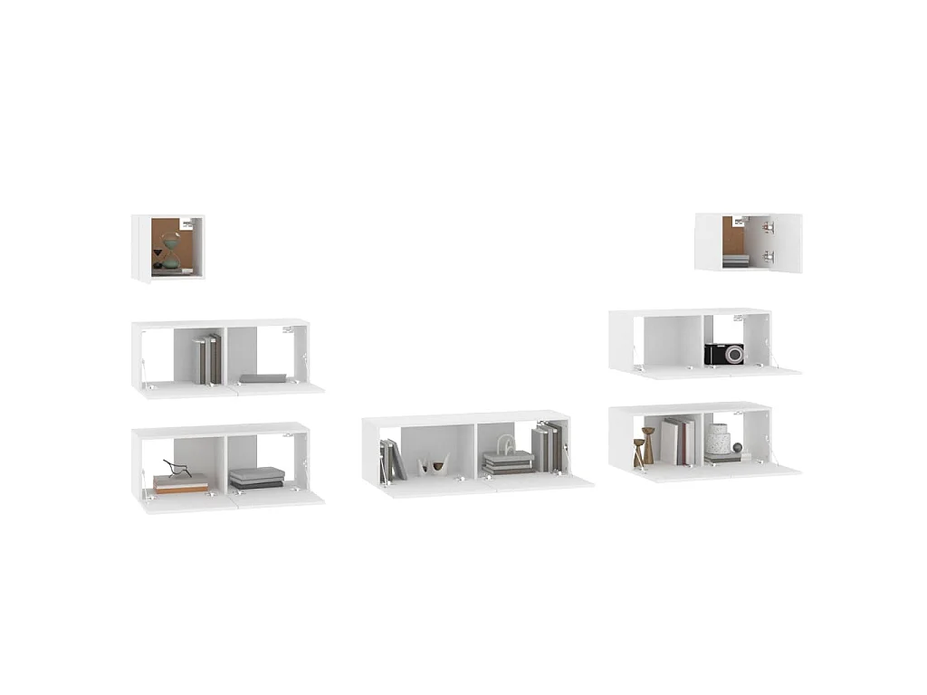 Aadil  Set de muebles para TV 7 piezas madera contrachapada blanco
