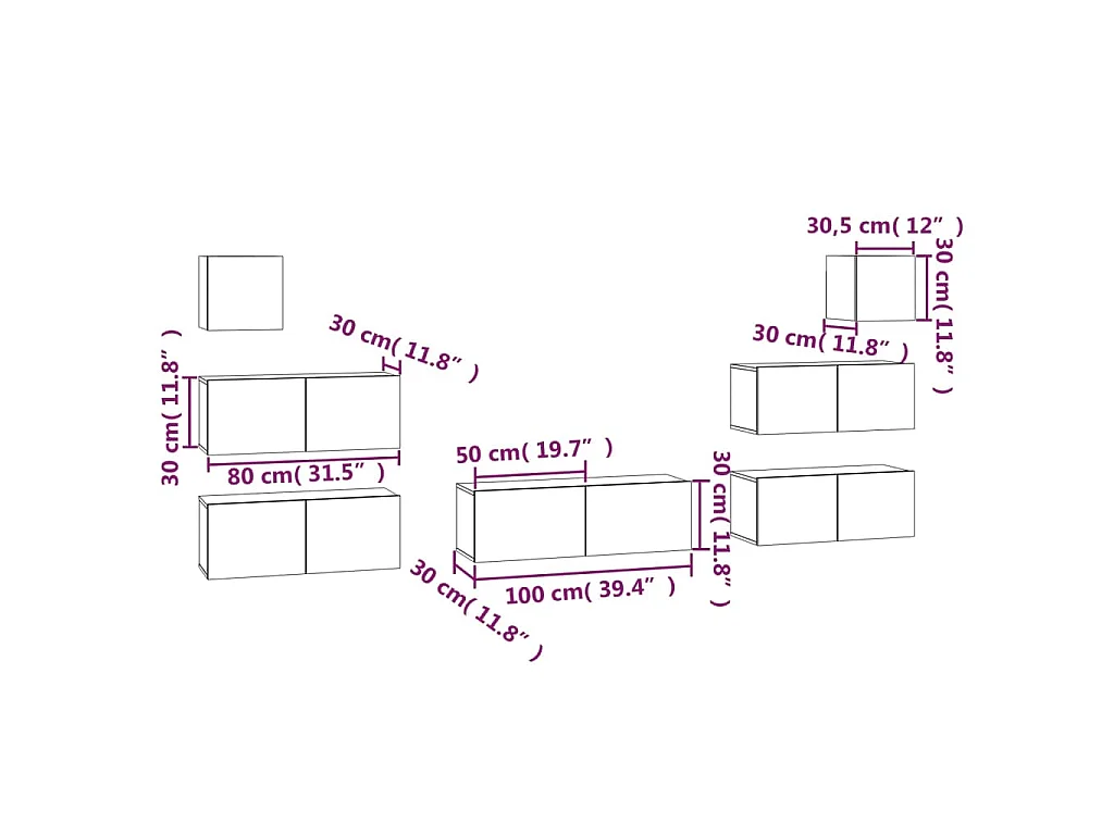 Aadil  Set de muebles para TV 7 piezas madera contrachapada blanco