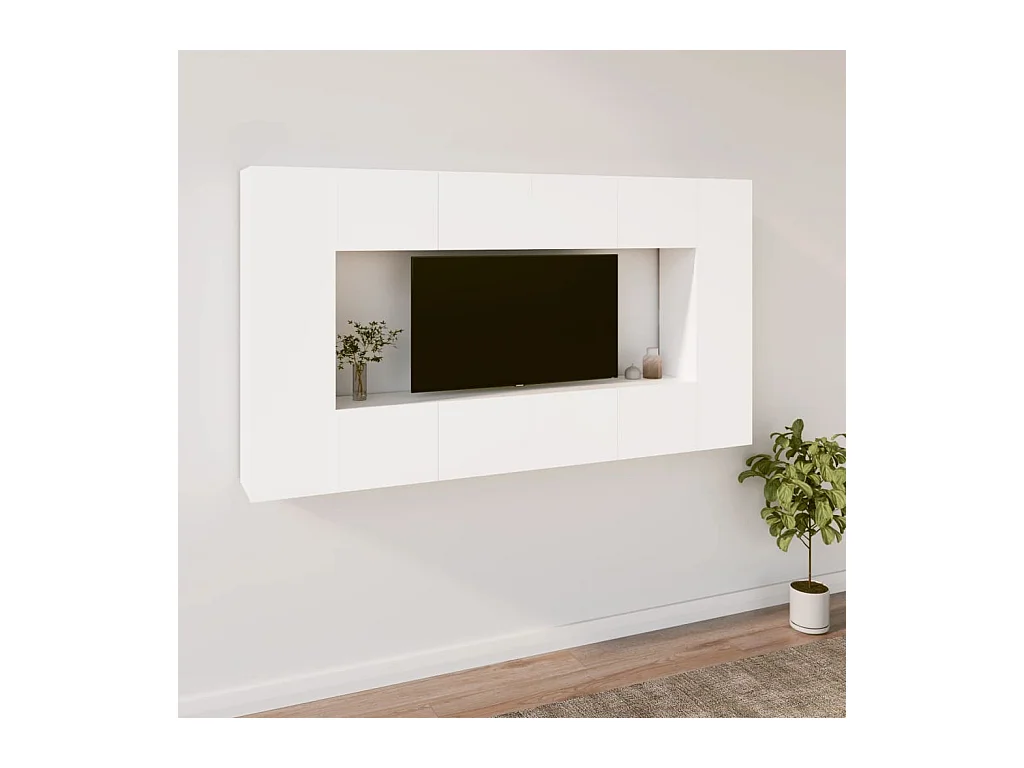 Varde  Ensemble de meubles TV 8 pcs Blanc Bois d'ingénierie