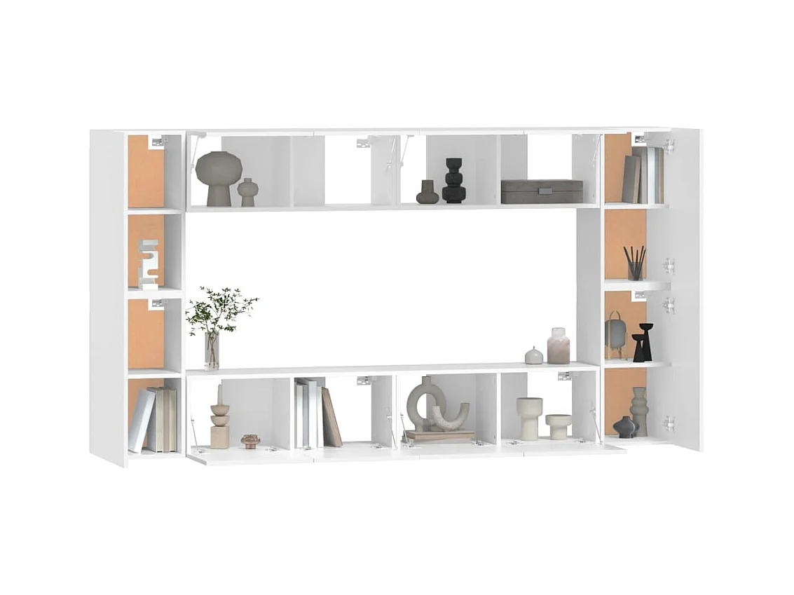 Varde  Set de muebles para TV 8 piezas madera contrachapada blanco