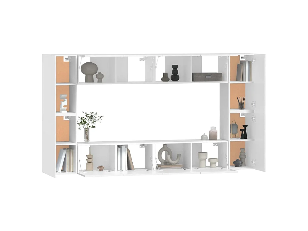 Varde  Ensemble de meubles TV 8 pcs Blanc Bois d'ingénierie