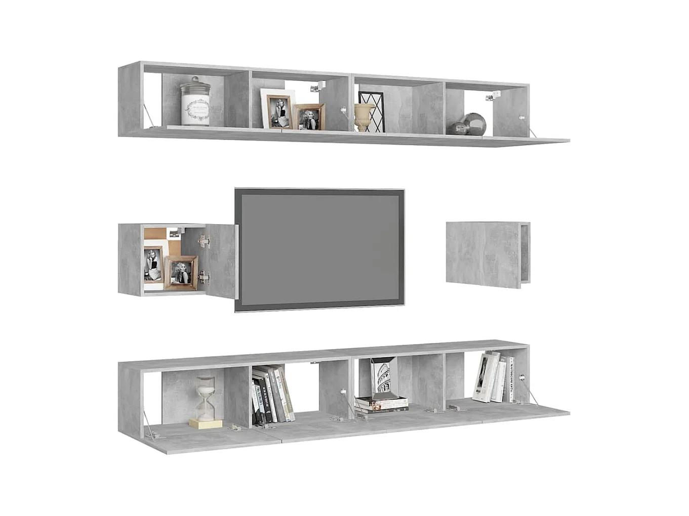 Ferenc  Ensemble de meubles TV 6 pcs Gris béton Bois d'ingénierie