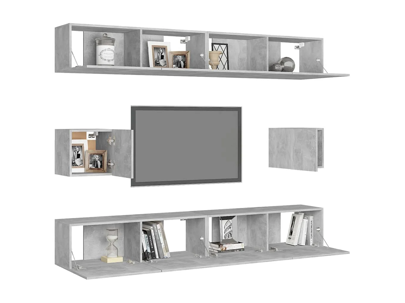 Ferenc  Juego de muebles de salón 6 piezas gris hormigón