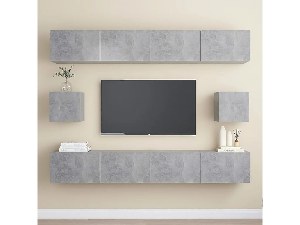 Ferenc  Ensemble de meubles TV 6 pcs Gris béton Bois d'ingénierie