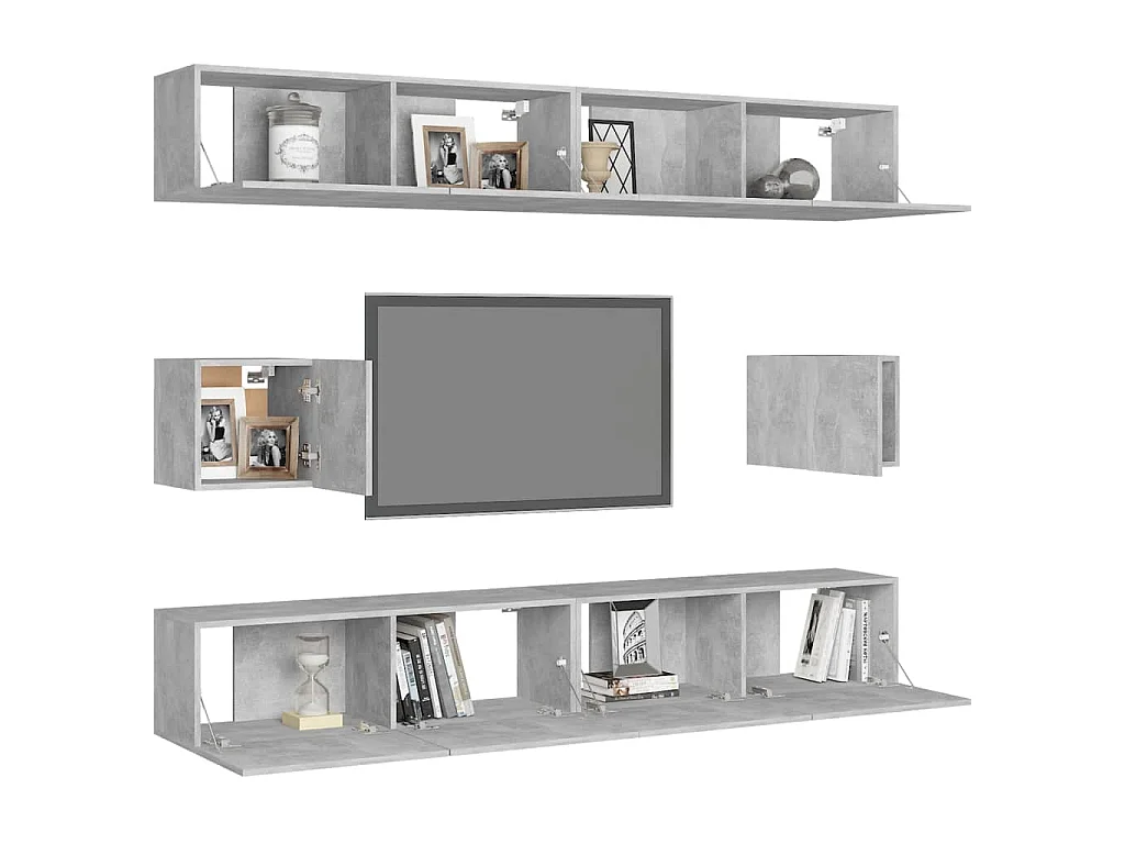 Ferenc  Ensemble de meubles TV 6 pcs Gris béton Bois d'ingénierie