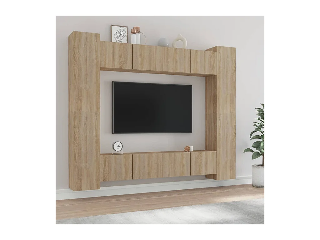 Myjor  Set de muebles para TV 8 pzas madera contrachapada roble Sonoma