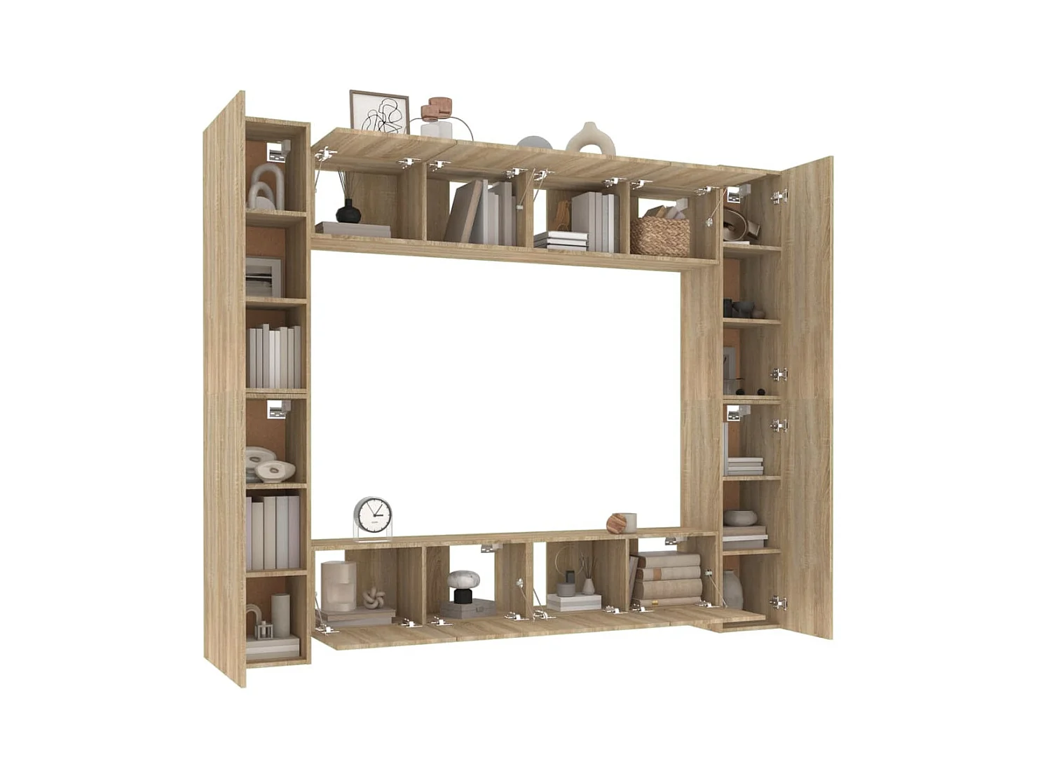 Myjor  Set de muebles para TV 8 pzas madera contrachapada roble Sonoma