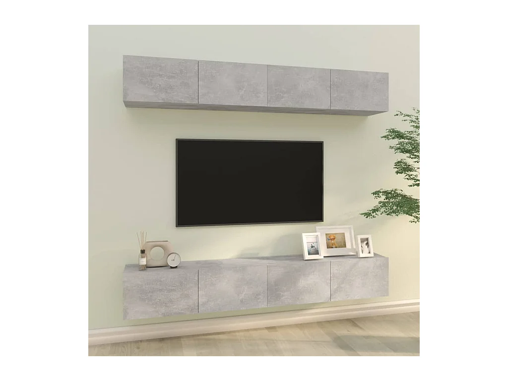 Assumption  Meubles TV muraux 4 pcs Gris béton 100x30x30 cm