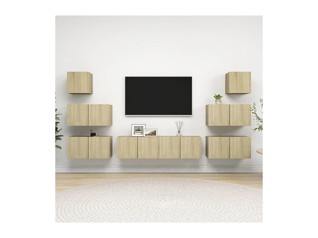 Vinton  Ensemble de meubles TV 8 pcs Chêne sonoma Bois d'ingénierie