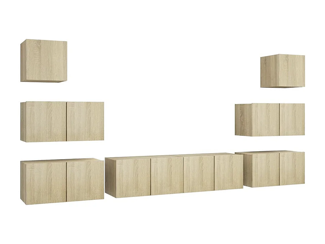 Vinton  Set de muebles salón TV 8 pzas madera ingeniería roble Sonoma