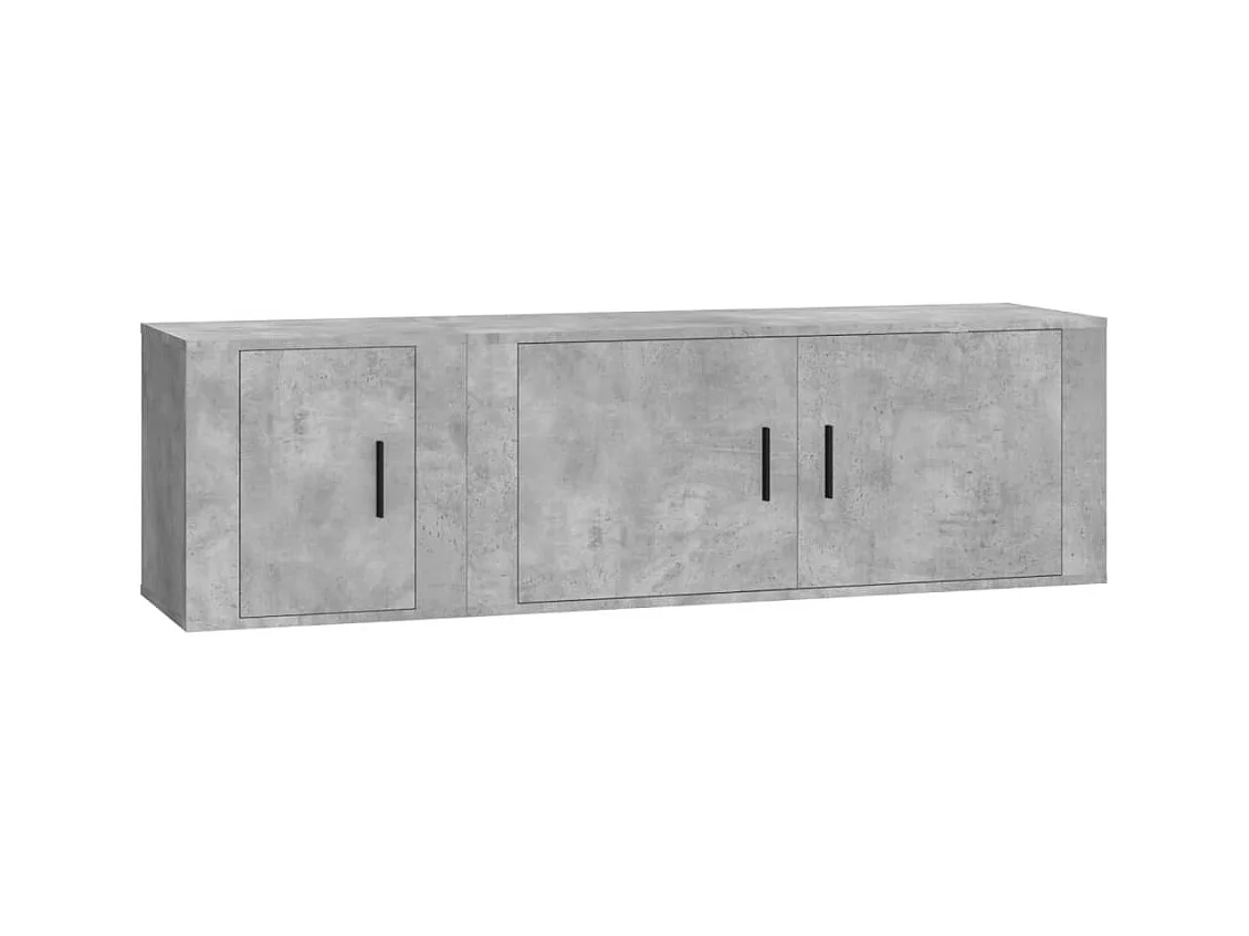 Pallir  Ensemble de meubles TV 2 pcs gris béton bois d'ingénierie