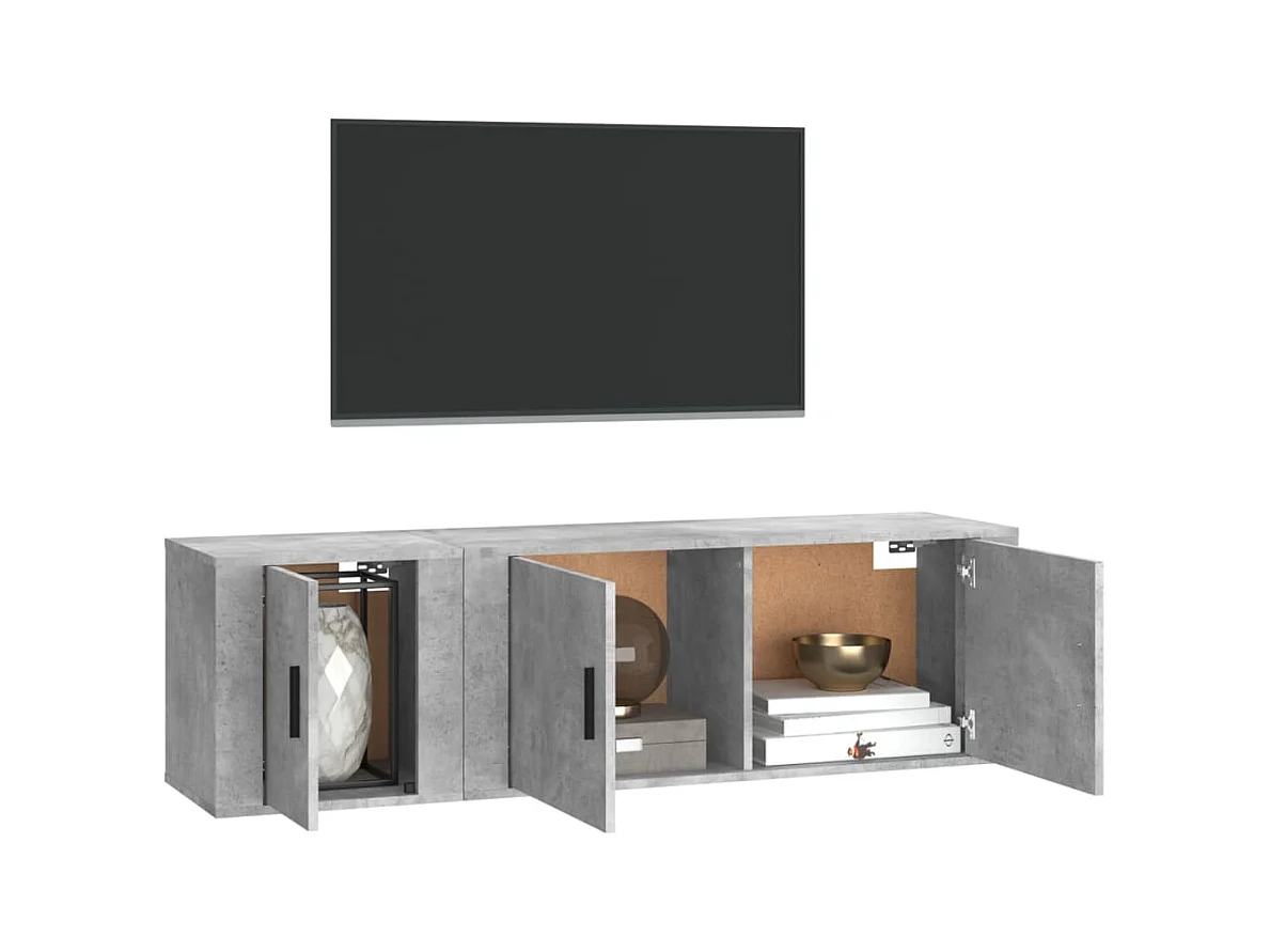Pallir  Ensemble de meubles TV 2 pcs gris béton bois d'ingénierie