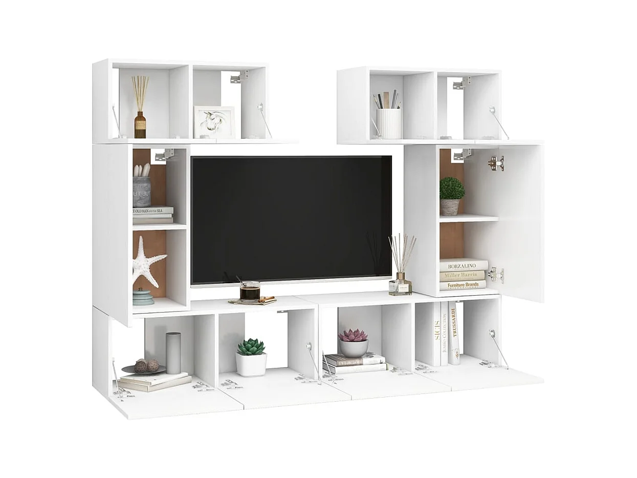 Viena  Ensemble de meubles TV 6 pcs Blanc Bois d'ingénierie