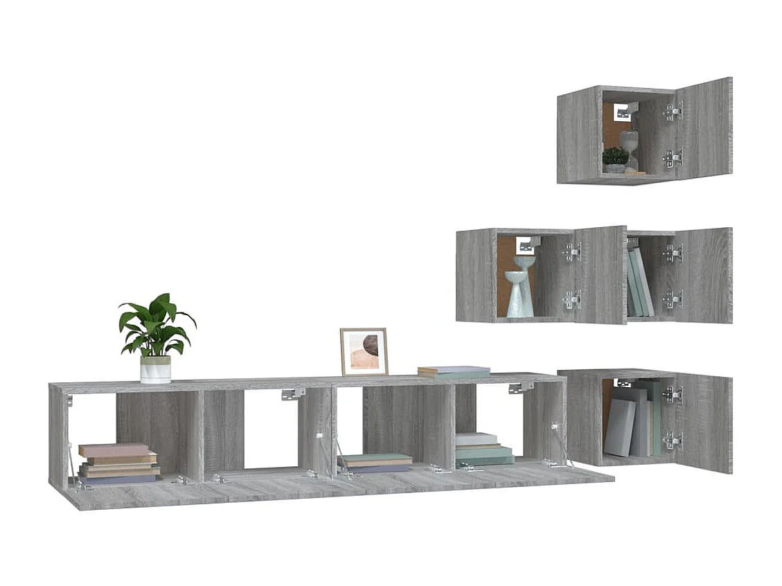 Helya  Meuble TV mural Sonoma gris Bois d'ingénierie