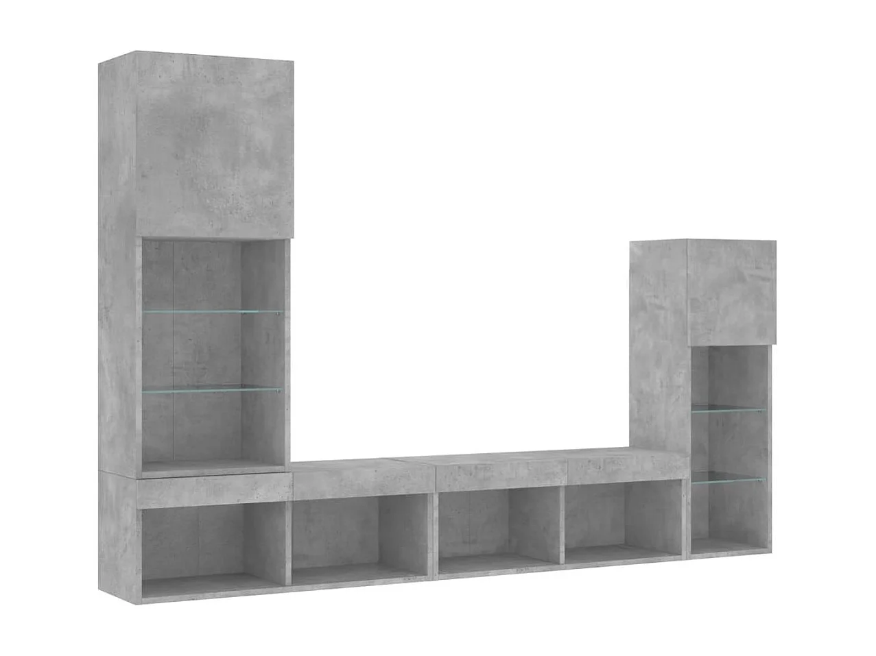 Aylrik  Muebles TV pared con LED 4 pzas madera ingeniería gris hormigón