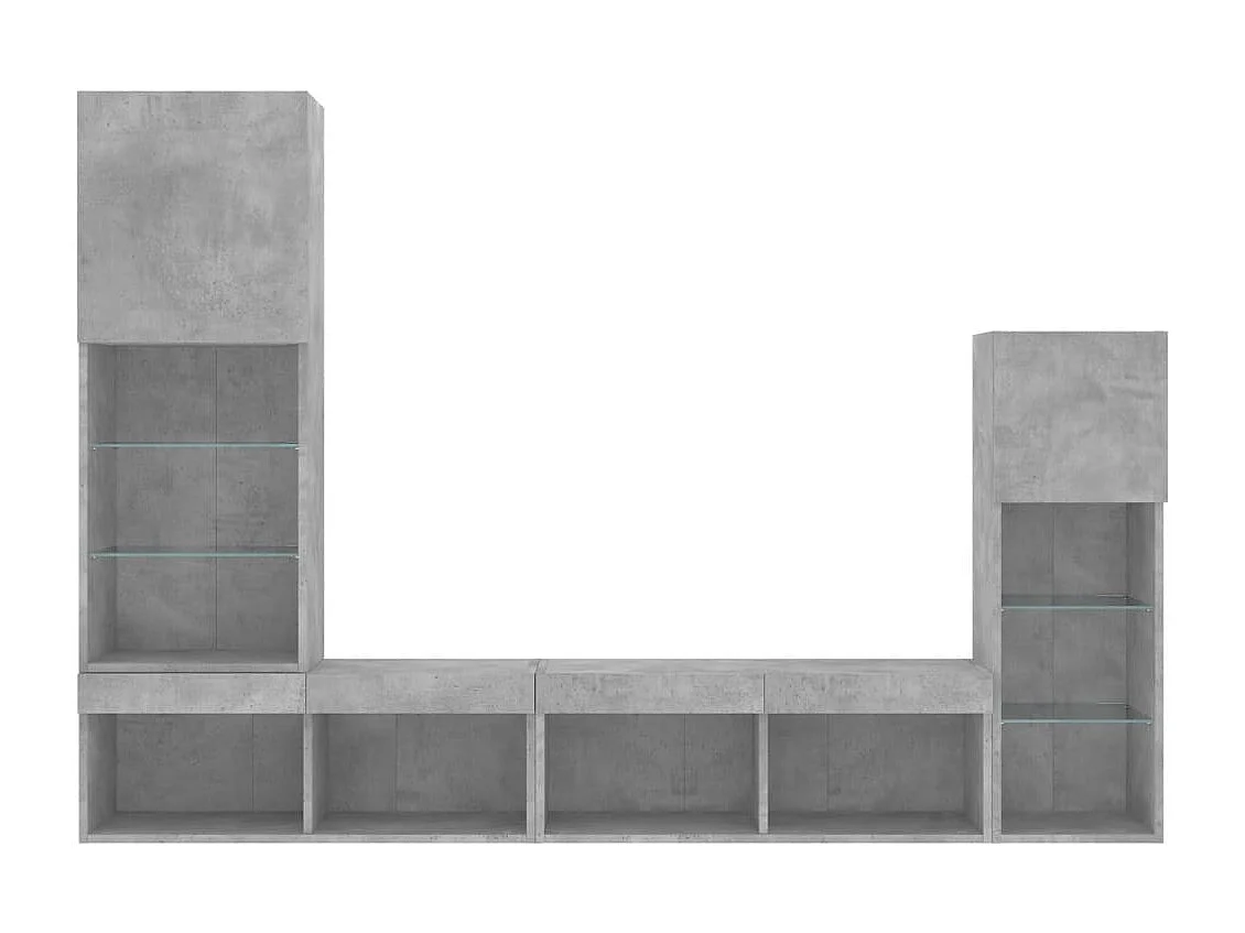 Aylrik  Muebles TV pared con LED 4 pzas madera ingeniería gris hormigón