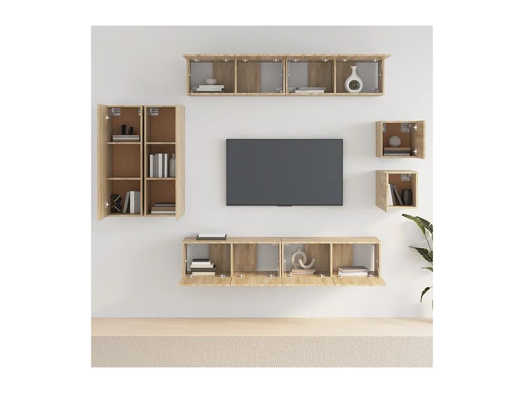 Luc  Ensemble de meubles TV 8 pcs Chêne sonoma Bois d'ingénierie