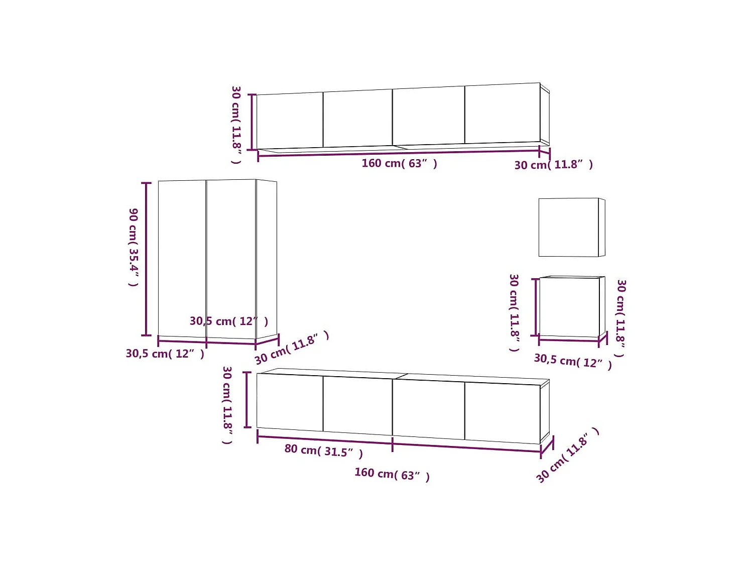 Luc  Ensemble de meubles TV 8 pcs Chêne sonoma Bois d'ingénierie