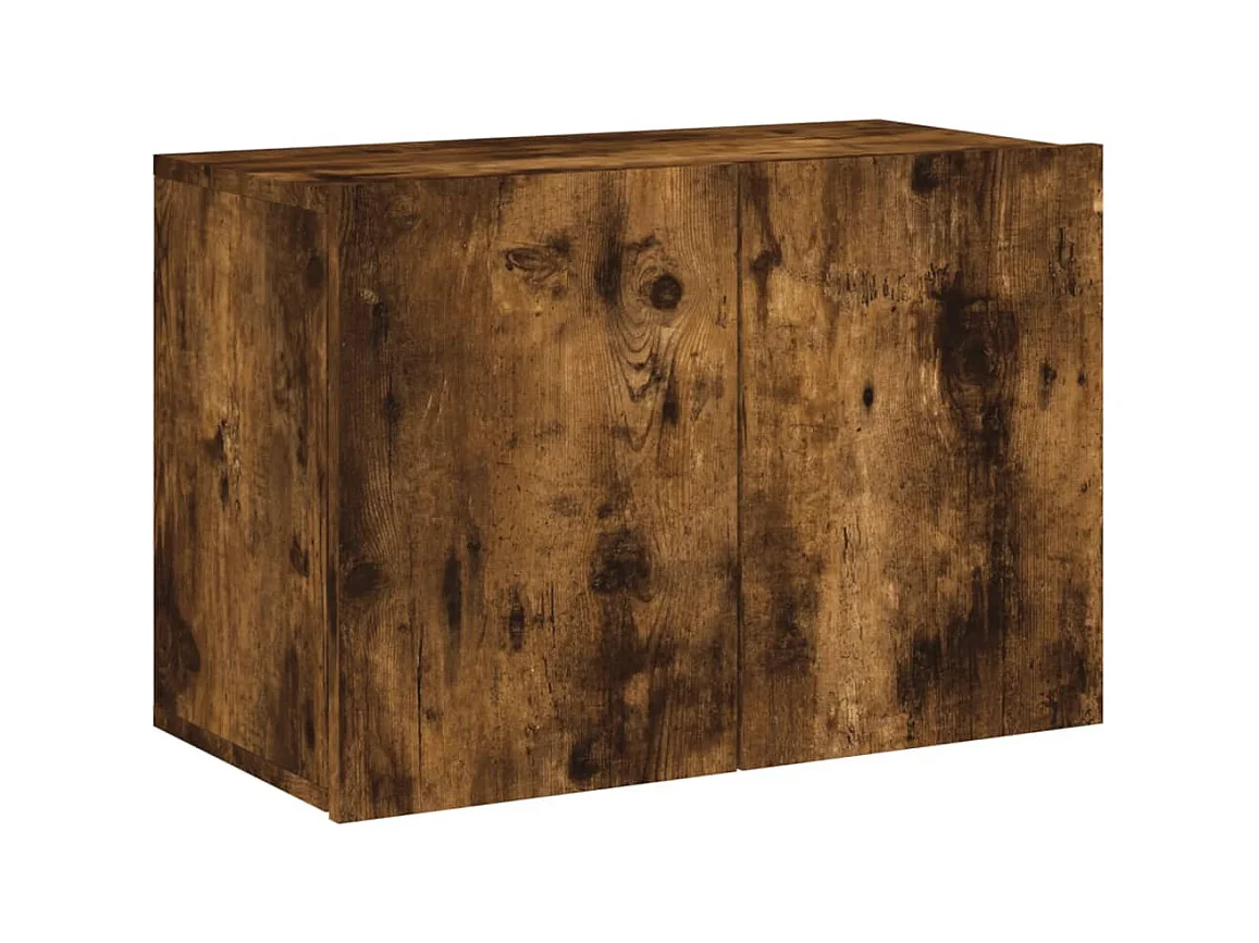 Vito Mauro  5-delige Tv-wandmeubelset bewerkt hout gerookt eikenkleurig