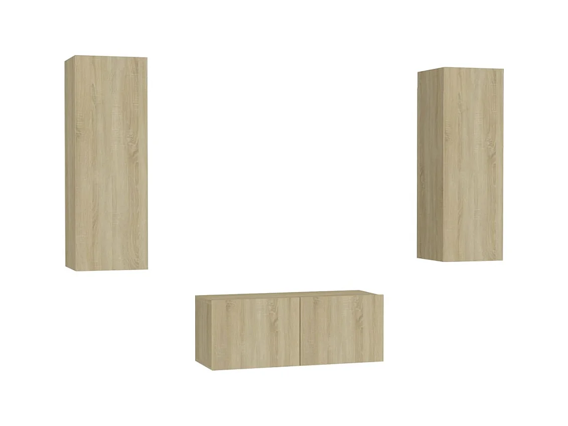 Deadwood  Ensemble de meubles TV 3 pcs Chêne sonoma Bois d'ingénierie