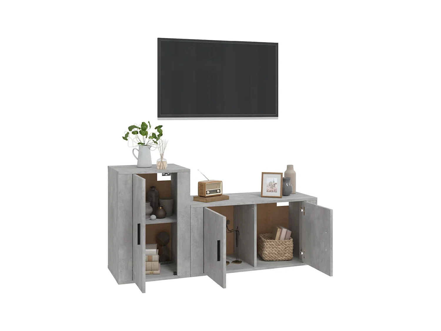Daniela  Ensemble de meubles TV 2 pcs gris béton bois d'ingénierie