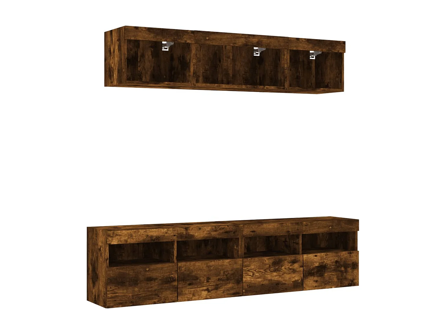 Nourdin  Unités murales TV avec LED 5 pcs chêne fumé bois d'ingénierie