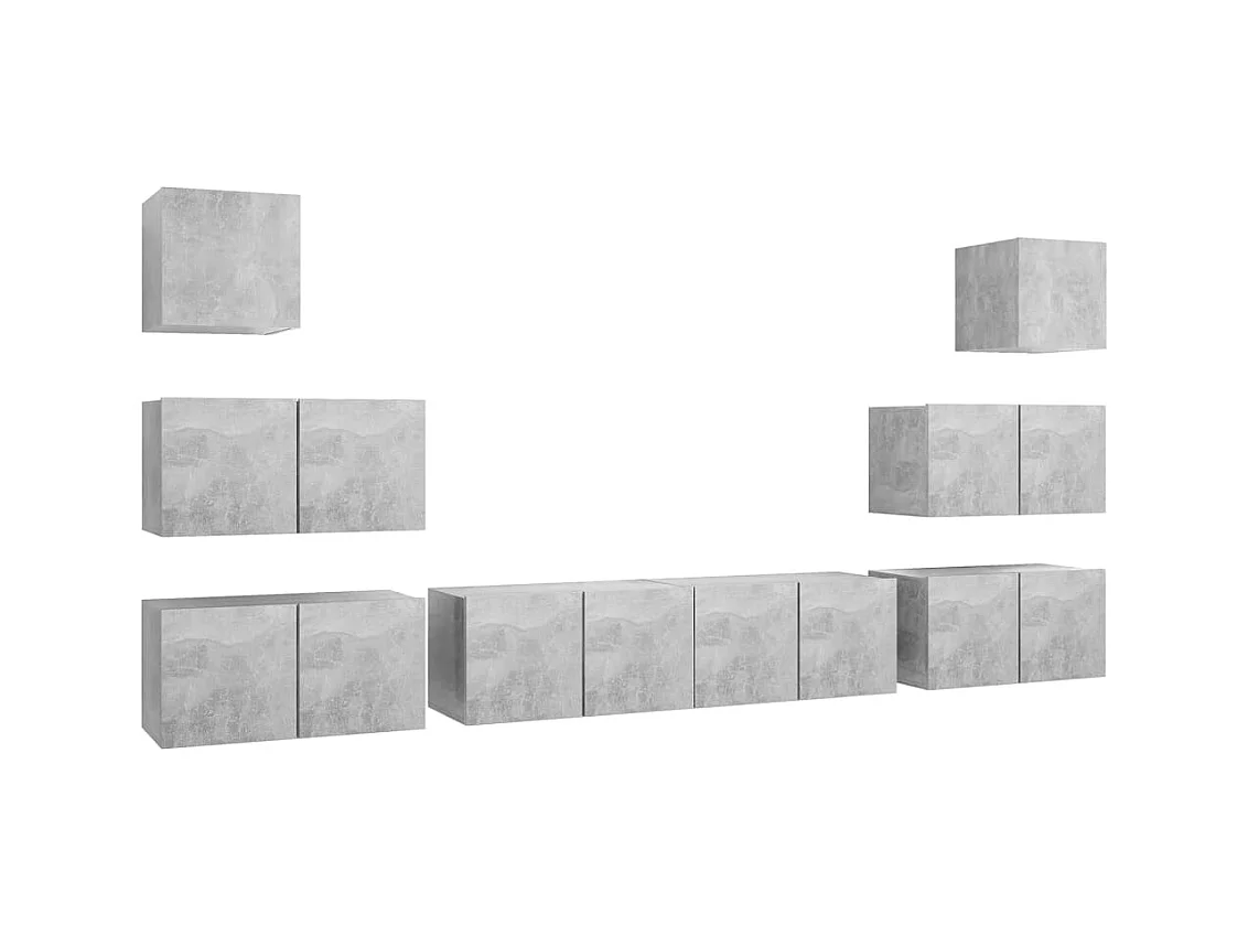 Vinton  Ensemble de meubles TV 8 pcs Gris béton Bois d'ingénierie