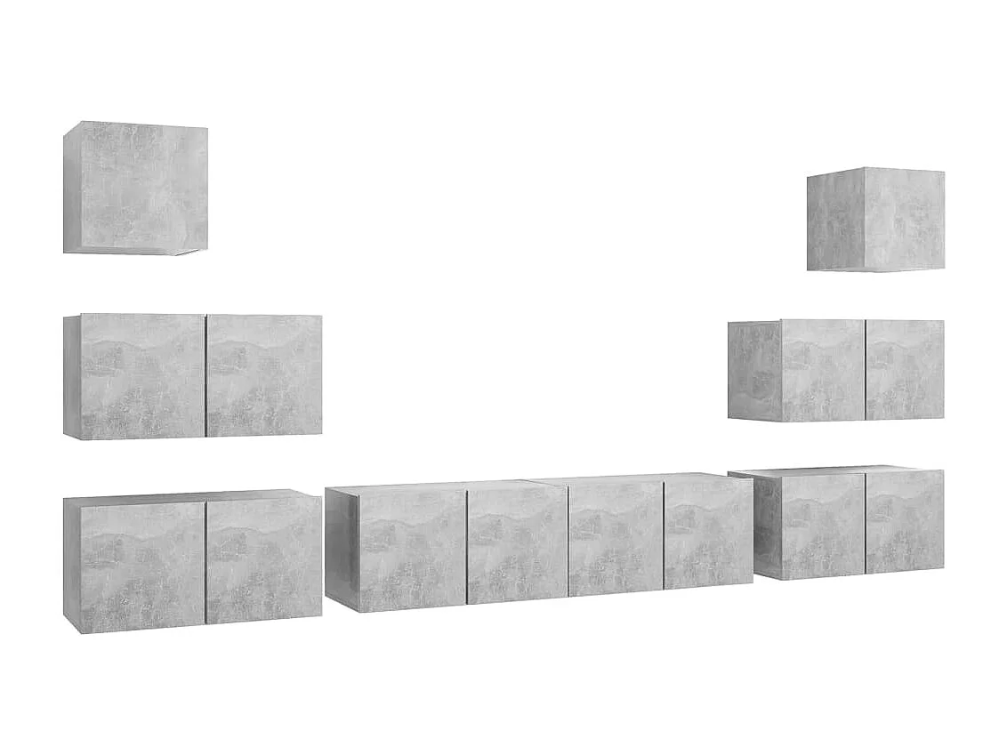 Vinton  Set muebles de salón TV 8 pzas madera ingeniería gris hormigón