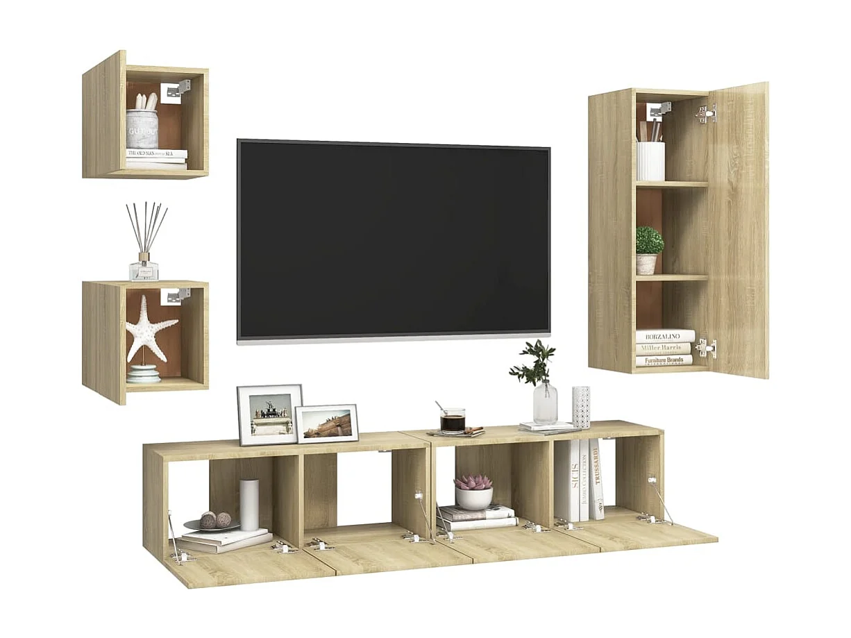 Wheat Ridge  Ensemble de meuble TV 5 pcs Chêne sonoma Bois d'ingénierie