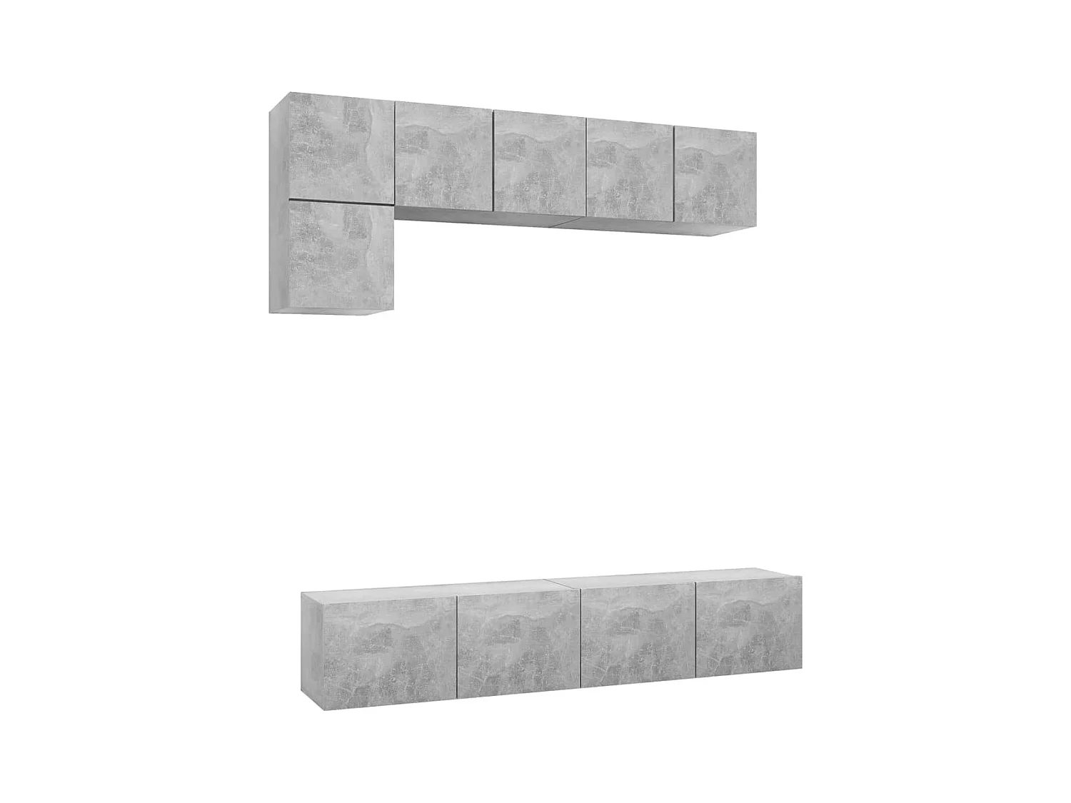 Mornar  5-delige Tv-meubelset bewerkt hout betongrijs