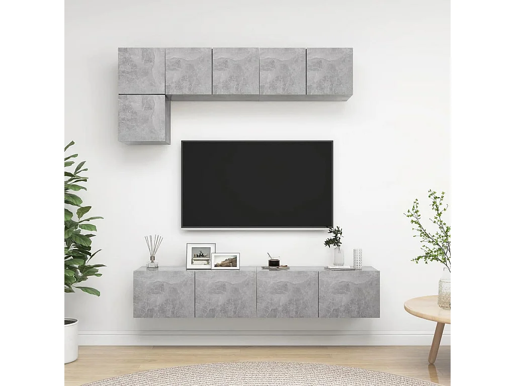 Mornar  Ensemble de meubles TV 5 pcs Gris béton Bois d'ingénierie