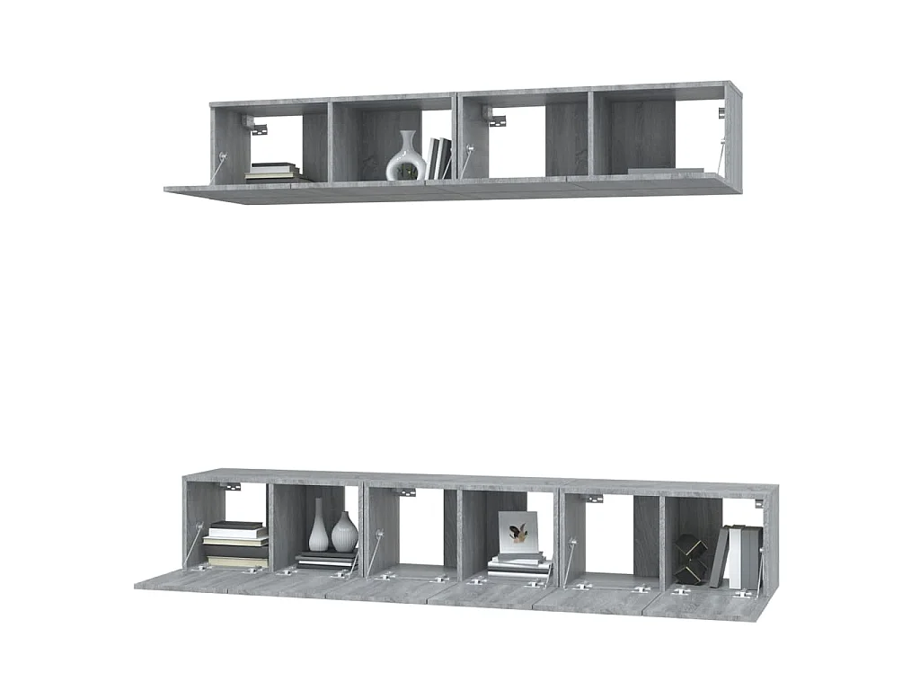 Henriëtte  Set de muebles para TV 5 pzas madera contrachapada gris Sonoma