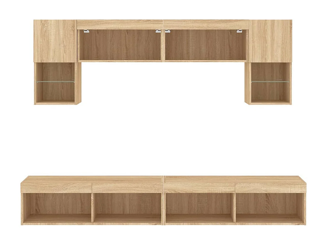 Kasperi  Unités murales TV avec LED 6 pcs chêne sonoma bois d'ingénierie