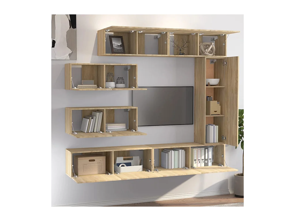 Garden Furniture -  7-delige Tv-meubelset bewerkt hout sonoma eikenkleurig